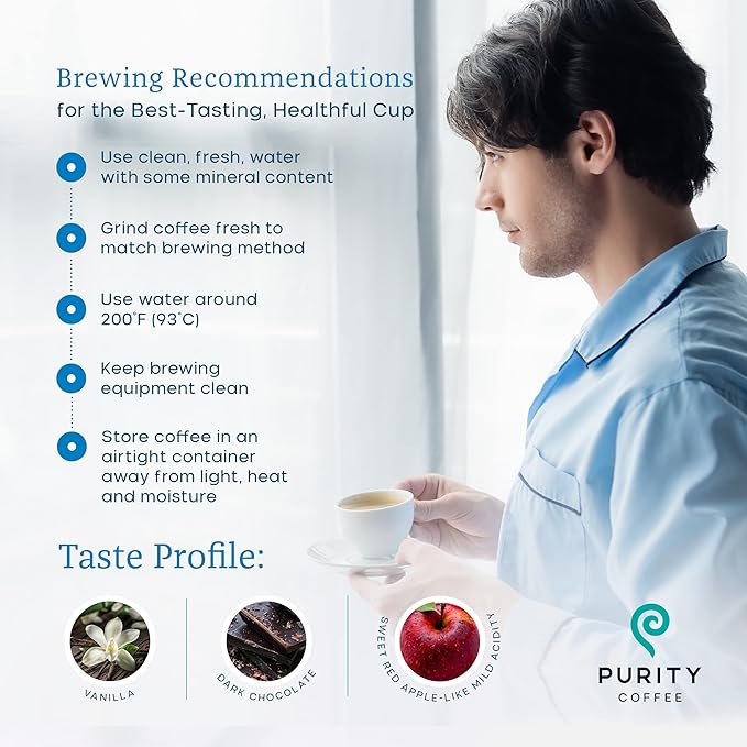 PURITY COFFEE CALM Decaf Medium Roast Whole Bean (12oz Bag) | Specialty-Grade USDA Organic Mountain Water Process Decaffeinated Blend | Third Party Tested for Mold, Mycotoxins & Pesticides