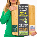 GREENER CHEF 20 Inch XL+ Organic Bamboo Cutting Board - Extra Large Butcher Block for Kitchen, Meat, Veggies, Charcuterie with Deep Juice Grooves & Lifetime Replacements