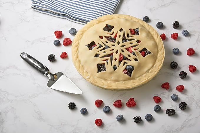 Talisman Designs Pie Top Cutter | Pie Crust Cutter | Pie Decorating Tools | Pie Pastry Baking Accessories | Stencil Crust Cutout | 10-Inch | Snowflake Design | Red