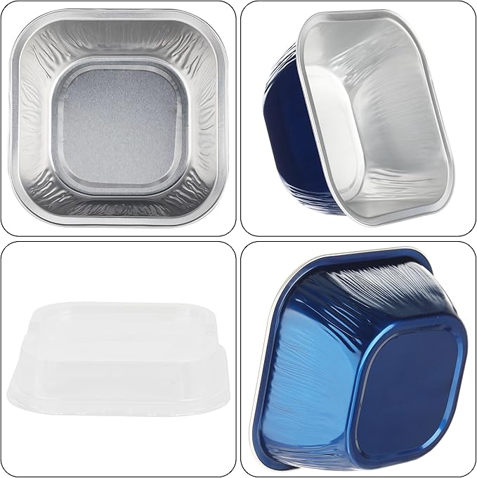 30PCS 7.8OZ Mini Cake Pans with Lids - Individual Cupcake Containers for Birthday Party, Navy Blue