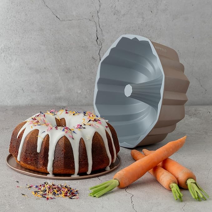 HAPPIELS INARA 10 Cup Fluted Tube Cake Pan Nonstick, PFOA Free Fluted Cake Pan for Baking, Pound Cake Mold for Oven, Cake Molds And Cake Pans, Tube Mold, Pound Tin