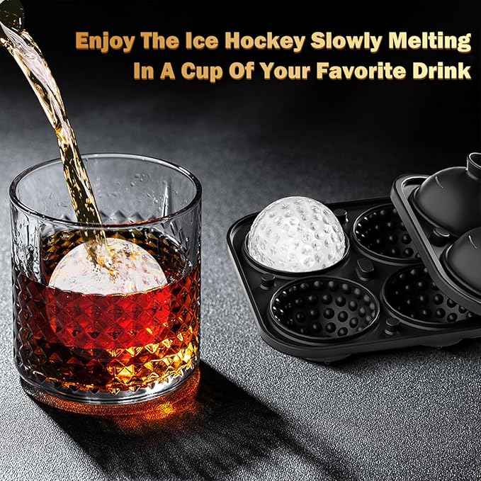 Golf Ball Ice Cube Mold 2.1 Inch Large Silicone Golf Ball Ice Cube Molds Fun Shapes Craft Sphere Ice Molds Novelty Christmas Gifts Stuff for Men Women Cocktails, Bourbon,Brandy, Whiskey(1, Golf Ball)
