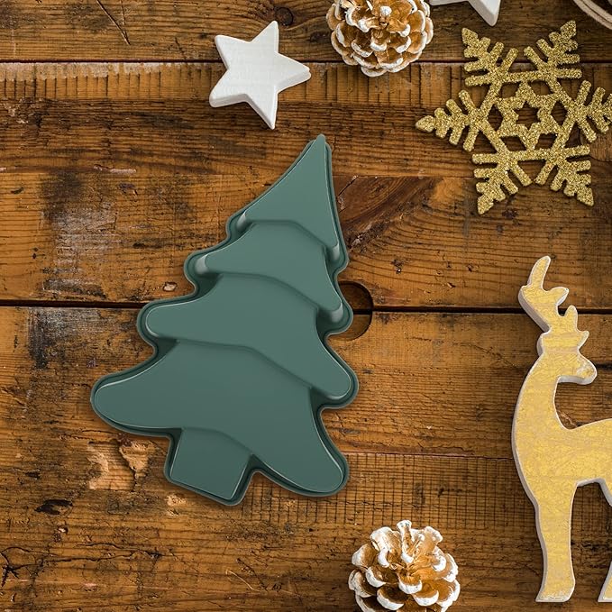 Operitacx Christmas Tree Cake Mold, Non-Stick Christmas Tree Cake Pan Silicone Mold for Cake, Baking Mold for Cake Candy Xmas Holiday Baking Supplies (8.2x10.6inch)
