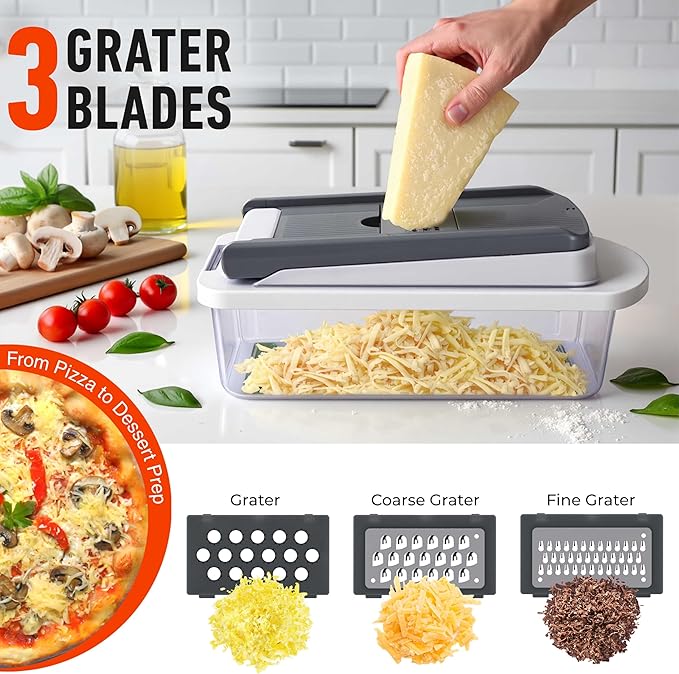 Mueller The Real Original Pro Chopper since 2013 Vegetable Chopper Mandoline Slicer, 8 Blade Food Veggie Chopper Onion Vegetable Cutter with Container, Kitchen Gadgets & Essentials, (10 in 1)