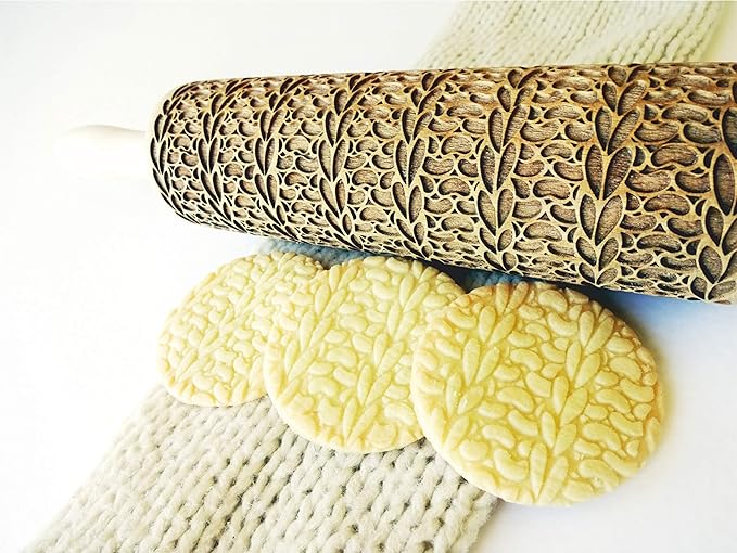 KNITTING PATTERN Embossing Rolling Pin Laser engraved rolling pin Gift for pottery and cookies by Algis Crafts