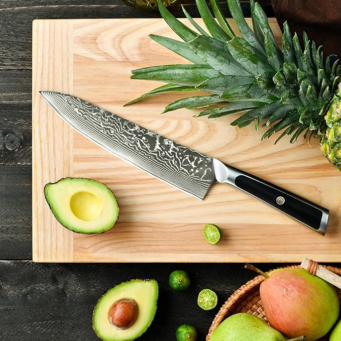 Sunnecko 8 Inch Chef Knife Professional, Sharp Kitchen Knife Damascus Chefs Knife Vg10 High Carbon Stainless Steel
