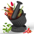 UKEMEN Cast Iron Mortar and Pestle Set, 3-Piece Small Garlic Grater Plate with Brush and Scoop, Heavy Duty Muddler and Bowl Grinder Set Perfect for Guacamole/Spices/Herbs/Solid/Metal/Glass/Rock