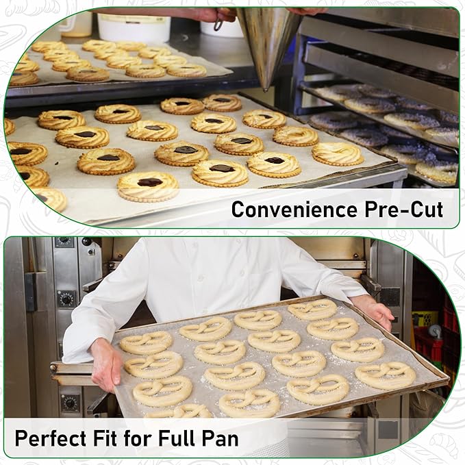 EcoDispose Non-Stick Precut Parchment Paper Baking Sheets Full Pan liner for Bake (16-3/8" x 24-3/8",White,1000PCS)