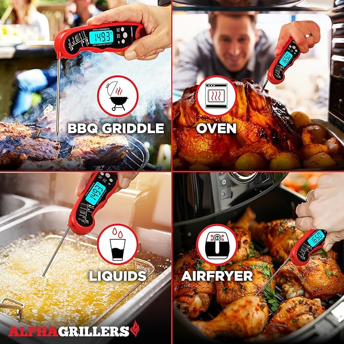 Alpha Grillers Meat Thermometer Digital - Instant Read Food Thermometer for Cooking and Grilling Stocking Stuffers for Men Christmas Gifts for Men
