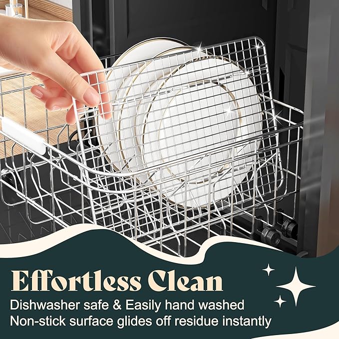Cooling Racks for Cooking and Baking - 8.5"x12" Oven Safe Premium Stainless Steel Heavy Duty Baking Rack Tight-Wire, Fits Quarter Sheet Pan for Roasting & Grilling & Cooking - Set of 2