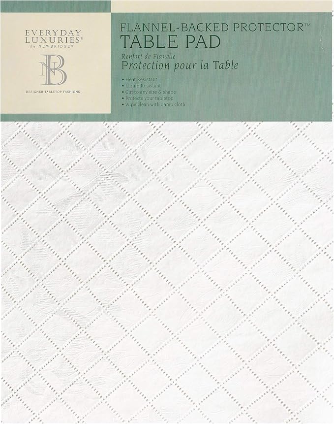 Newbridge Quilted Waterproof Cut to Fit Table Pad Protector with Flannel Backing, Heat Resistant, Wipe Clean, Cushioned Pad Protects Table from Spills and Scratches, 52" x 102"