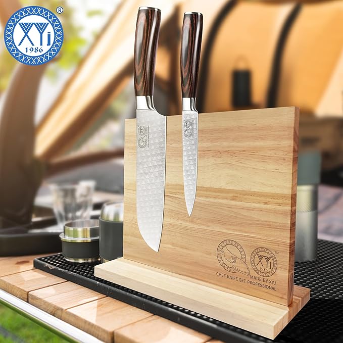 XYJ Magnetic Knife Block,Double-Sided Knife Holder,Knife Block with Strong Magnets,Kitchen Cutlery Display Stand, Knives Storage Rack,Large Capacity, Strongly Magnetic Organizer Tool