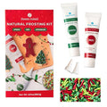 Sweets Indeed Dye-Free Holiday Frosting & Decorating Kit – 8.21 oz | Red & Green Frosting Tubes with 2 Piping Tips and 2 oz Dye-Free Sprinkle Mix | Christmas Cookie Decorating & Holiday Baking Set