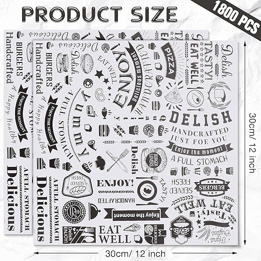 1800 Pcs 12 x 12 Inch Deli Wax Paper Sheets Grease Resistant Tray Basket Liners Newsprint Paper Water and Grease Proof Sandwich Wrapping Square Hot Dog Wrappers for Food Baking (White)