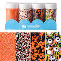 Sweets Indeed Halloween Sprinkles 4-Pack – 11.57 oz Jar Set | Candy Eyeball Mix, Bat & Pumpkin Quin Mix, Orange Sanding Sugar & Black/White/Orange Nonpareils | Cupcake & Cookie Decorations