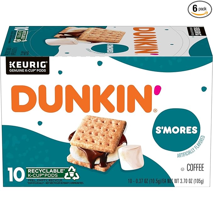 Dunkin’ Medium Roast S’mores Flavored Coffee, 60 Keurig K-Cup Pods