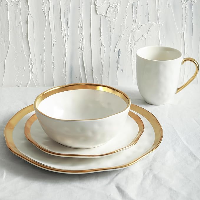 Stone Lain Florian Modern Porcelain Dish Set, 32-Piece Dishes for 8, White