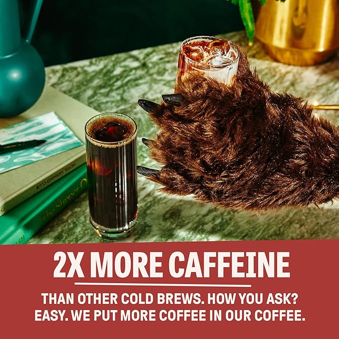 Wandering Bear Organic Mocha Cold Brew Coffee - Strong, Bold, Smooth, Unsweetened, Shelf-Stable, Ready to Drink, Gluten Free, & Vegan Iced Cold Brewed Coffee Drink - 32 fl oz, 6 pack