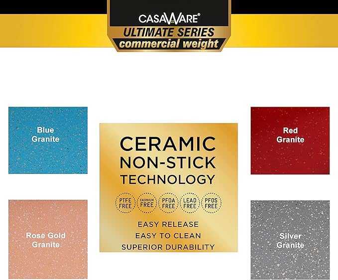 casaWare Ceramic Coated NonStick Heavy Weight 9-inch Square Cake Pan (Red Granite)