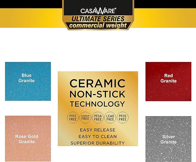 casaWare 13 x 9 x 1-Inch Ultimate Series Commercial Weight Ceramic Non-Stick Coating Cookie/Jelly Roll Pan (Rose Gold Granite)