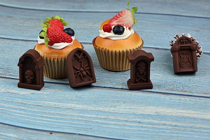 Halloween Chocolate Molds RIP Gravestone Candy Mold 2 pcs Silicone Tombstone Ice Cube Mold (2 x 1.42 inch)