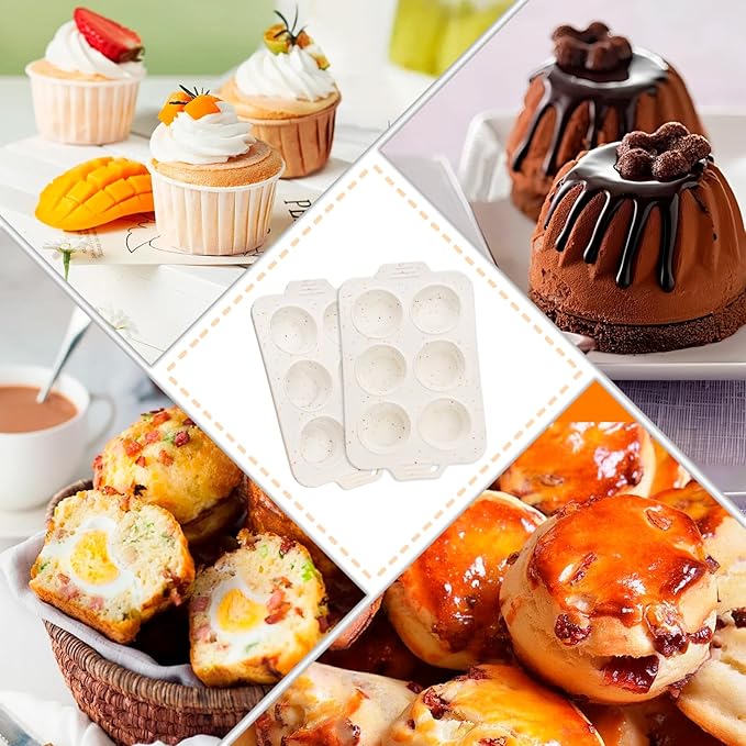 Silicone Muffin Pan for Baking, Collapsible Muffin Pan with Metal Reinforced Frame, Non-stick Silicone Molds for Baking, BPA Free & Oven Safe Cupcake Pan, Regular Size 6 CUP Non-Toxic (2 Pack)