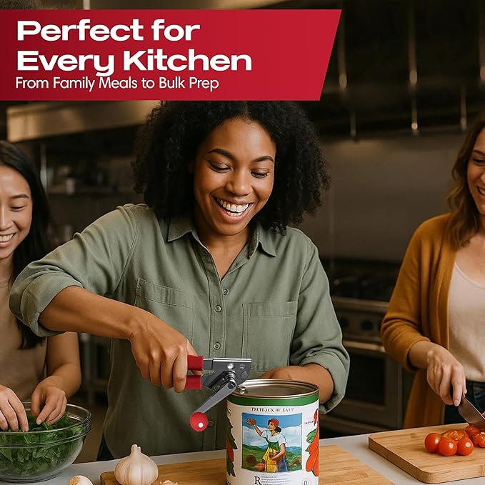 Chef-Master 2-Pack Heavy Duty Can Opener with Anti-Slip Grip, Manual Handheld for Large Cans