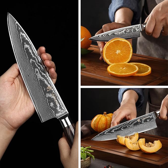 Wakoli ESE 2-Piece Damascus Chef Knife Set – 13-Inch & 9.3-Inch Professional Kitchen Knives | 67-Layer VG10 Core Steel | Ergonomic Pakkawood Handles | Premium Cooking Knives in Gift Box