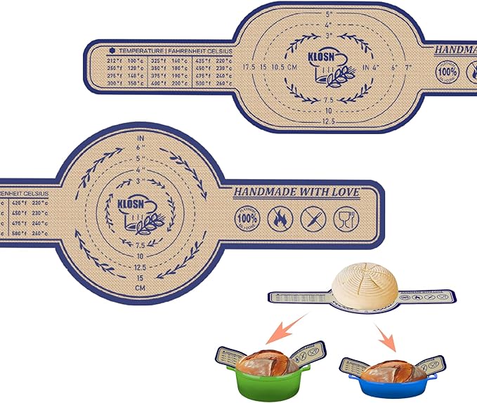 Silicone Bread Sling for Dutch Oven, 2 Pack (6" Oval & 8" Round) – Non-Stick & 500°F Heat Resistant Sourdough Mat, Easy to Clean, Reusable Food-Grade Sourdough Sling – Fits 3–5 qt Dutch Ovens