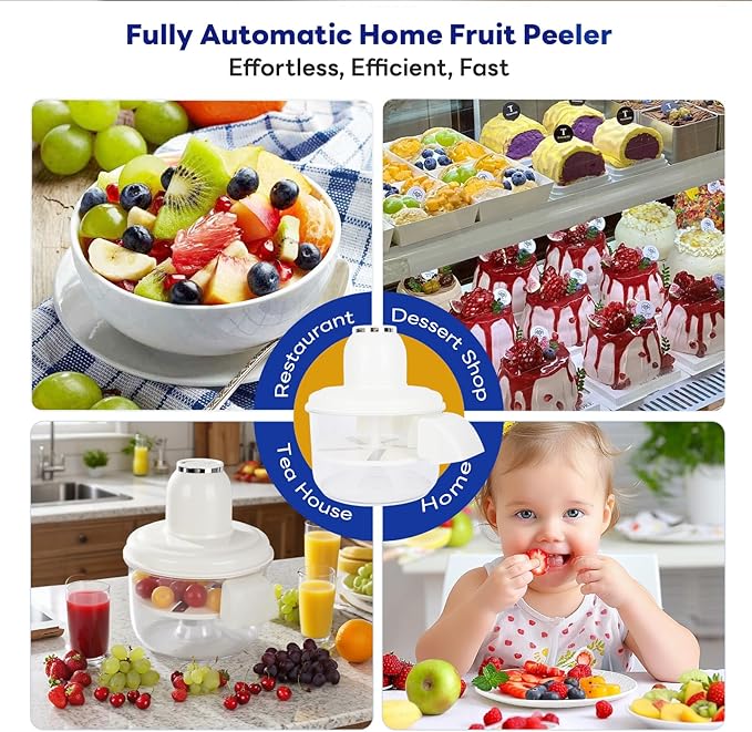 Automatic Grape Peeler Machine, Electric Garlic & Cherry Tomato Peeler Skin Remover Tool for Small Fruits, Effortless Peeling for Home Kitchen (White-1PC)