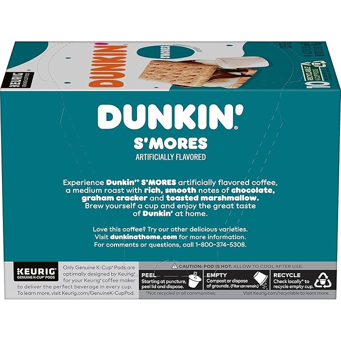 Dunkin’ Medium Roast S’mores Flavored Coffee, 60 Keurig K-Cup Pods