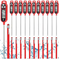 12 Pcs Meat Food Thermometer Food with Probe Water Liquid Instant Read Digital Thermometer Kitchen Cooking Supplies for Cooking BBQ Milk Yogurt (Red)
