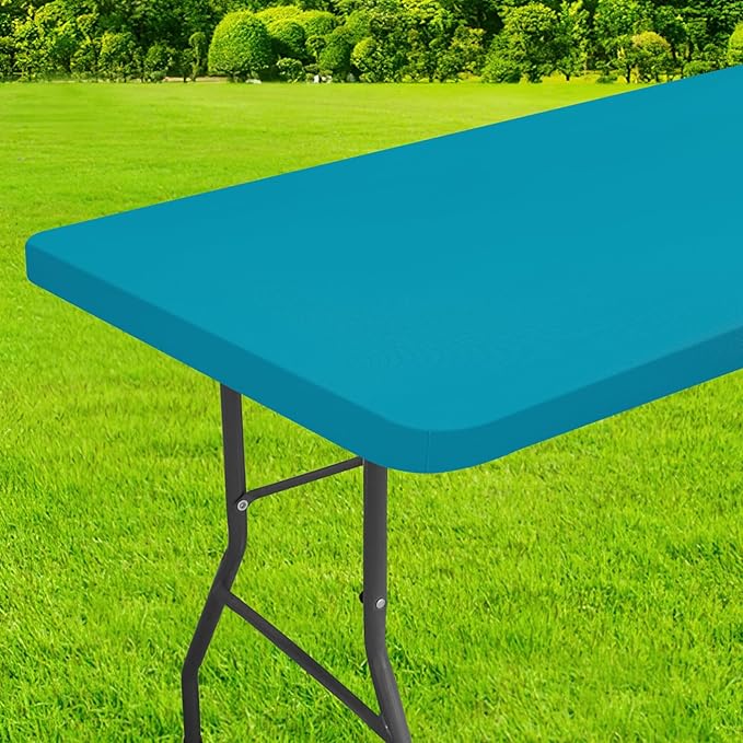 homing Rectangle Table Cloth Cover, Waterproof Polyester Elastic Fitted Tablecloth, Fits for 5 Foot Folding Tables, Washable Table Protector for Picnic, Camping, Outdoor (Teal, 30" x 60")