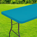 homing Rectangle Table Cloth Cover, Waterproof Polyester Elastic Fitted Tablecloth, Fits for 6 Foot Folding Tables, Washable Table Protector for Picnic, Camping, Outdoor (Teal, 36" x 72")
