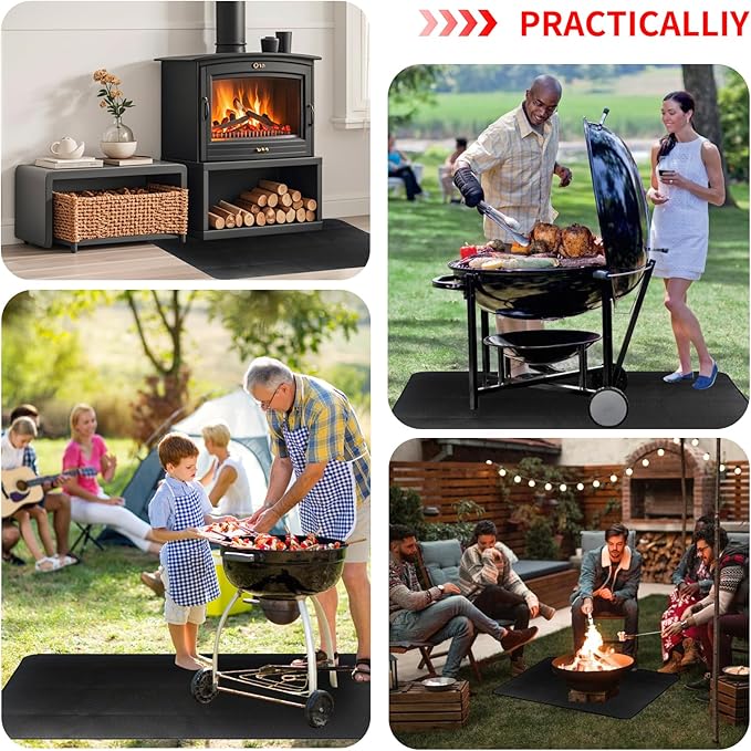 60 x 40 inch Firepit Mat for Outdoor Grill, Fireproof Mats for Under Reusable Oil-Proof Waterproof Grill Mats Repalce BBQ Pad for Deck Patio Grass Fire Pit Accessories for Outside