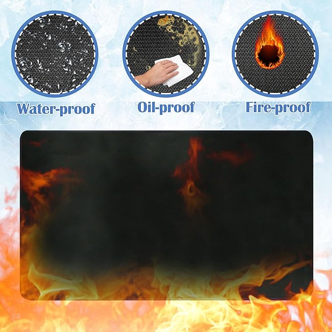 Ogrmar 76 x 52 Inch Under Grill Mats for Outdoor Grill, Indoor Fire Pit/Fireplace Mat, Waterproof Oil-Proof Grill Floor Pads, BBQ Mat Protector for Deck, Patio and Grass (76 * 52 Inch)