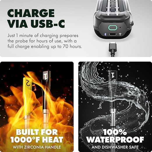 CHEF iQ Sense [2025 Model] | Smart Wireless Meat Thermometer | 2 Ultra-Thin Probes | WiFi Unlimited Range | 1000°F Heat Safe | 5 Sensors | BBQ, Grill, Oven, Smoker, Air Fryer | Gen3