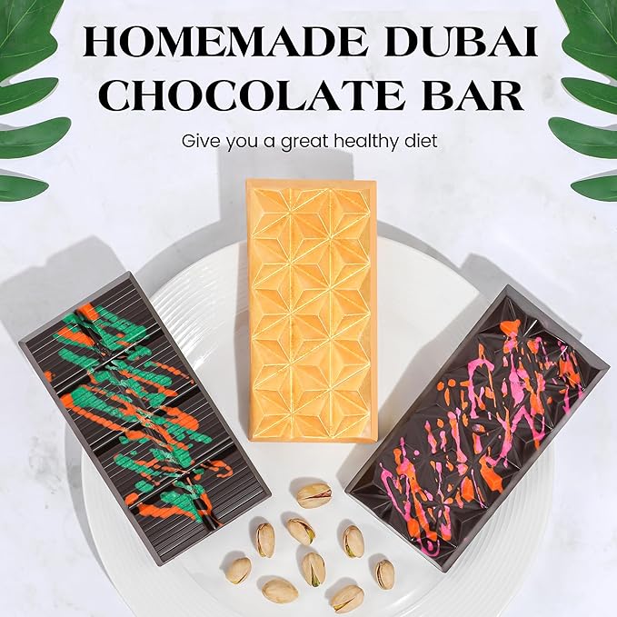 1 Inch Chocolate Bar Mold Deep Dubai Stuffed Chocolate Molds Silicone Large Break Apart Silicone Molds (Mix,1 Pc）
