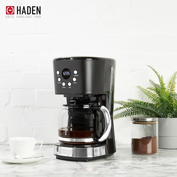 Haden 12 Cup Programmable Drip Coffee Maker Coffee Machine Bundled with Heritage 2 Slice Wide Slot Stainless Steel Toaster, Turquoise & Chrome