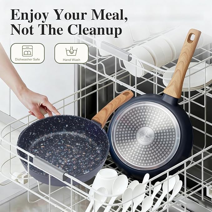 8.5 & 10.25 Inch Nonstick Frying Pan Skillet, Superior PFOA-Free & Non-Toxic Coating, 3mm Aluminum for Even Heat, Induction Compatible, Dishwasher Safe for Eggs & Pancakes