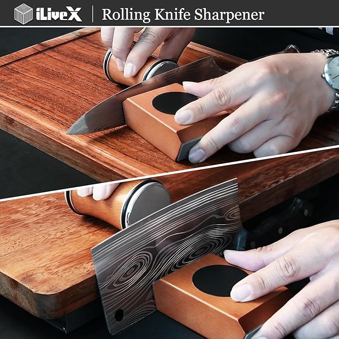 Rolling Knife Sharpener – Kitchen & Pocket Knife Sharpening Kit with Sharpening Stone – Sharp Roller Sharpener, Afilador de Cuchillos – Kitchen Gadget & Tool