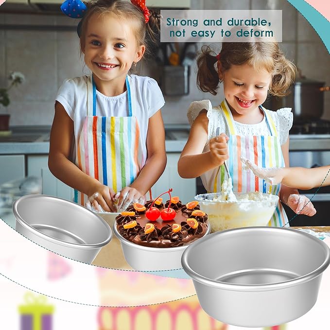 10 Pcs 5 Inch Cake Pans Nonstick Aluminum Round Cake Pan Mold Small Smash Cake Baking Pans for Home Baking Cheese Cake Pizza Quiche Easy Release and Leakproof