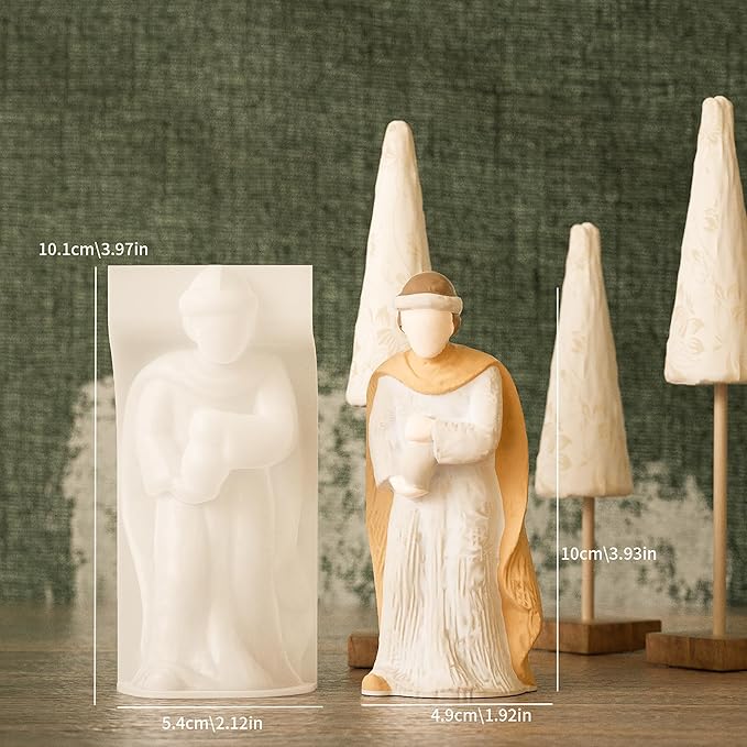 Nativity Scene Molds - Jesus, Maria, Angel & Nativity Designs - Resin Casting & Silicone Molds for Candle Making & Home Decor Wave Candle Mold