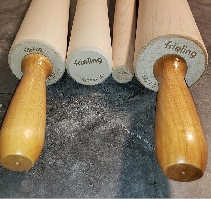 Frieling Rolling Pin - 2.75 in x 15 in Barrel, Natural - Rolling Pins for Baking & Pizza Dough Roller - Wood Roller with Nylon Bushings for Smooth Dough Prep