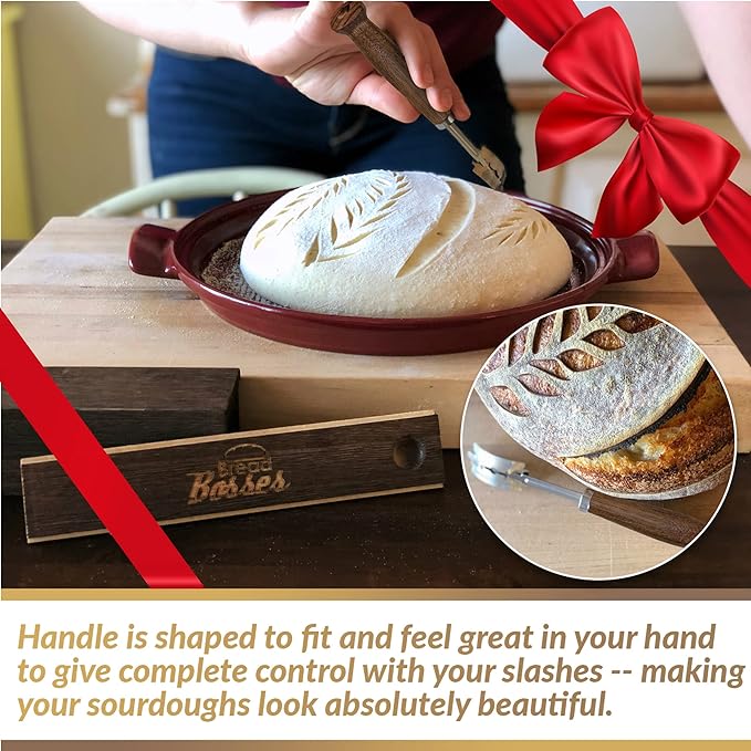 Bread Bosses Bread Bakers Lame Slashing Tool - Dough Making Slasher Tools Baking Sourdough Bread Starter Jar Scoring Knife Razor Cutter Slashing Tool Accessories for Cutting Supplies -Great As A Gift