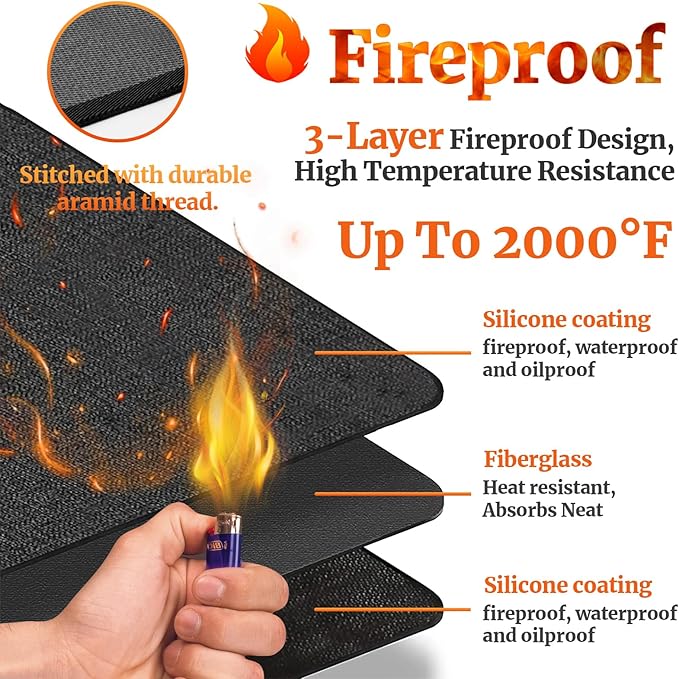 70 ×48 inches Under Grill Mat Fit Blackstone 28in & 36in Griddle/ Griddle Mat for Blackstone, Fireproof Indoor Fireplace Mat Fire Pit Mat BBQ Mats Grill Pads to Protect Deck Patio Smokers Gas Grills