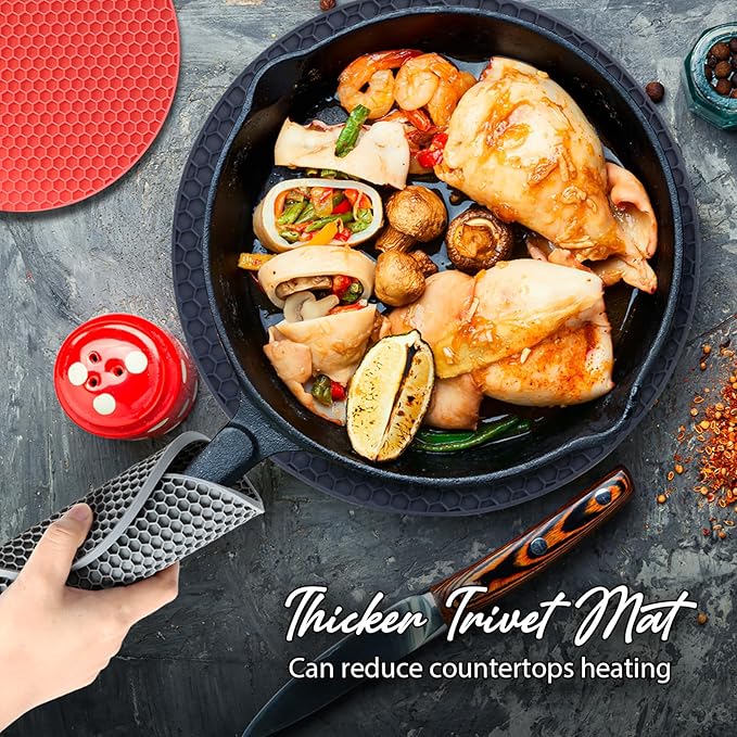 Joyhalo Trivets for Hot Dishes - Hot Pads for Kitchen, Silicone Pot Holders for Hot Pots and Pans, Silicone Mats for Kitchen Countertops, Table, Flexible Easy to Wash and Dry, Navy