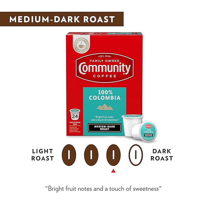 Community Coffee 100% Colombia 12 Count Coffee Pods, Medium-Dark Roast, Compatible with Keurig 2.0 K-Cup Brewers, Box of 12 Pods