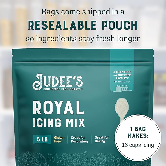 Judee's Gluten Free Royal Icing Mix - Just Add Water Meringue Powder for Royal Icing - Frosting Blend for Cookie Decorating - Bulk Mix for Cake Decorating Kit - 5 lb, Pack of 1