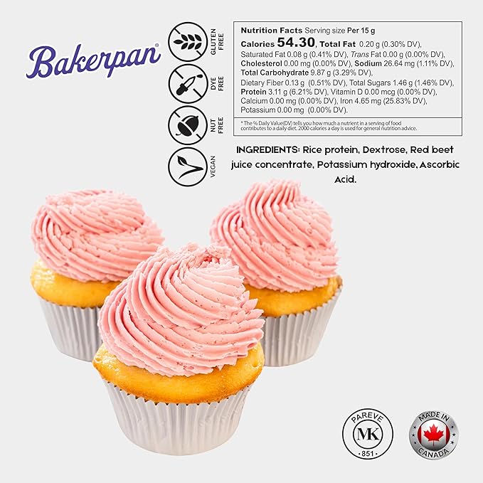 Bakerpan Fuchsia Pink Oil-Based Natural Food Coloring Powder for Baking - 30 g - Plant-Based, Dye-Free Coloring for Buttercream Frosting, Chocolate, Candy Color, Icing, Cakes